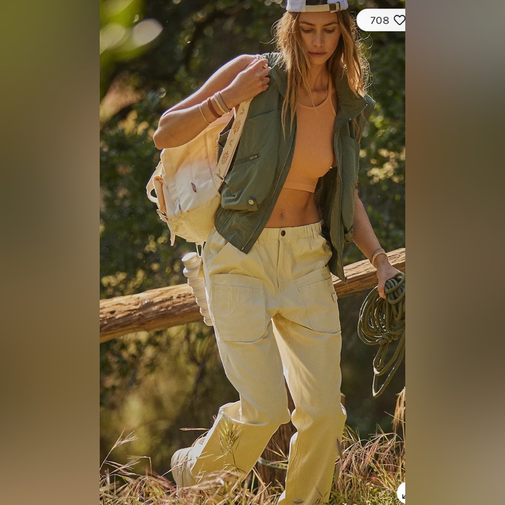 Free People Cream Cargo Pants